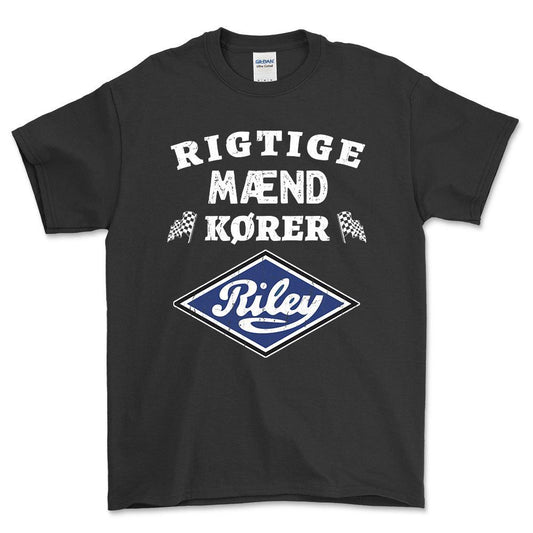 Riley Rigtige Mænd Kører - Unisex T-Shirt , Bomuld-Beklædning-Riley-Sort-S-Forside-Garage Culture Shop- garage - man cave - merchandise