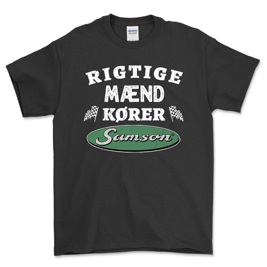 Samson Rigtige Mænd Kører - Unisex T-Shirt , Bomuld-Beklædning-Samson-Sort-S-Forside-Garage Culture Shop- garage - man cave - merchandise