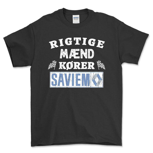 Saviem Rigtige Mænd Kører - Unisex T-Shirt , Bomuld-Beklædning-Saviem-Sort-S-Forside-Garage Culture Shop- garage - man cave - merchandise