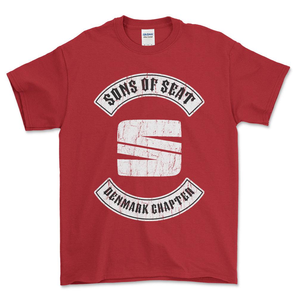 Seat Sons Of Seat Denmark Chapter Unisex T-Shirt , Bomuld-Beklædning-Seat-Rød-S-Forside-Garage Culture Shop- garage - man cave - merchandise