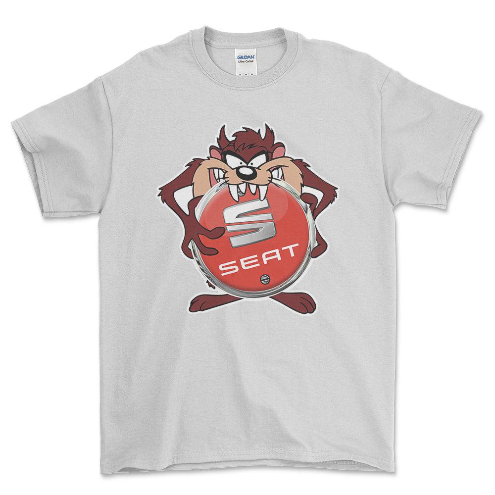 Seat TAZ Unisex T-Shirt , Bomuld-Beklædning-Seat-Hvid-S-Forside-Garage Culture Shop- garage - man cave - merchandise