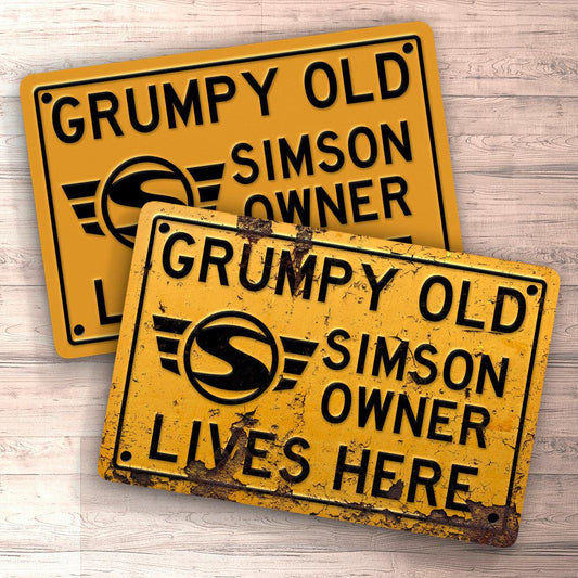 Simson Grumpy Old Simson Owner Lives Here Skilte, Musemåtte, Dørmåtte-Skilte-Simson-Garage Culture Shop- garage - man cave - merchandise