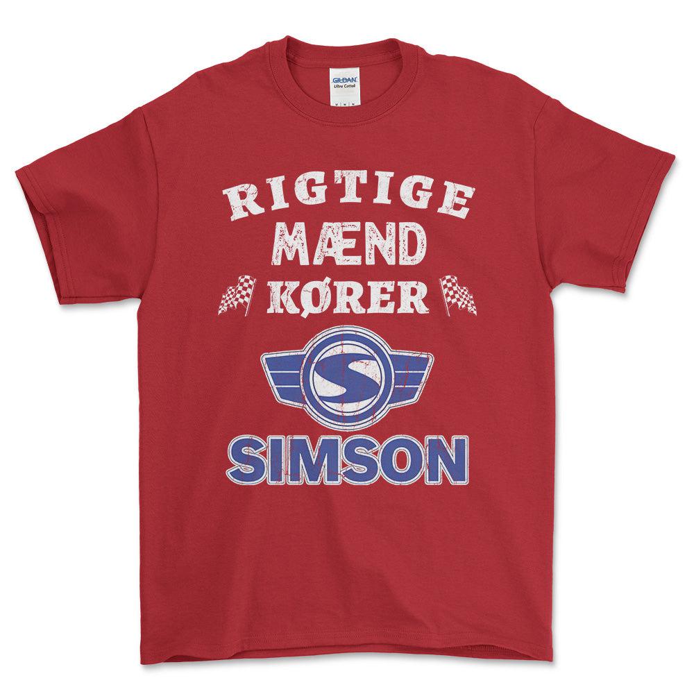 Simson Rigtige Mænd Kører - Unisex T-Shirt , Bomuld-Beklædning-Simson-Rød-S-Forside-Garage Culture Shop- garage - man cave - merchandise