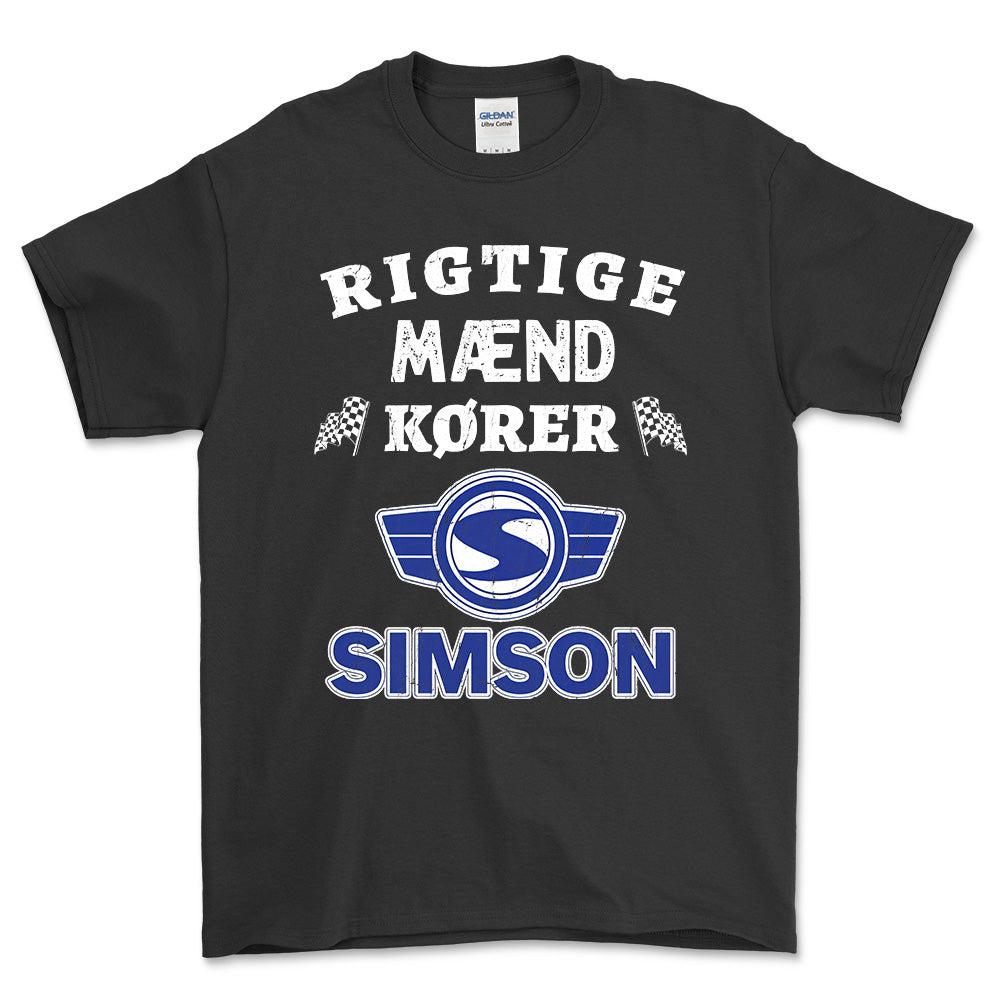 Simson Rigtige Mænd Kører - Unisex T-Shirt , Bomuld-Beklædning-Simson-Sort-S-Forside-Garage Culture Shop- garage - man cave - merchandise