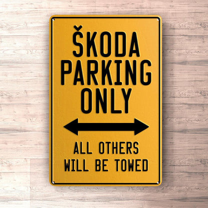 Skoda Parking Only Skilte, Musemåtte, Dørmåtte-Parking skilte-Skoda-Garage Culture Shop- garage - man cave - merchandise