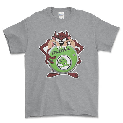 Skoda TAZ Unisex T-Shirt , Bomuld-Beklædning-Skoda-Grå Sport-S-Forside-Garage Culture Shop- garage - man cave - merchandise