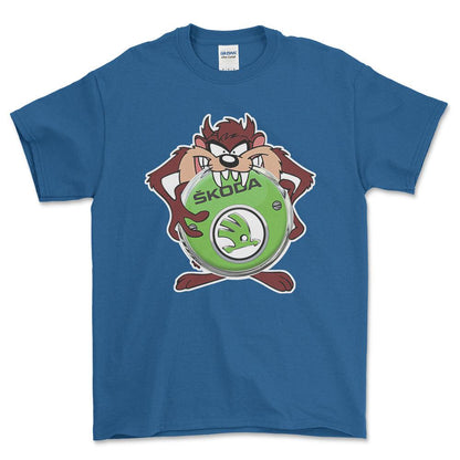 Skoda TAZ Unisex T-Shirt , Bomuld-Beklædning-Skoda-Blå Royal-S-Forside-Garage Culture Shop- garage - man cave - merchandise