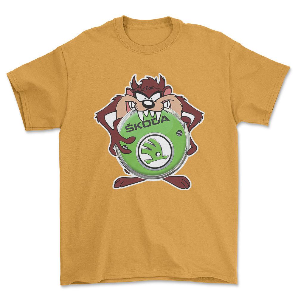 Skoda TAZ Unisex T-Shirt , Bomuld-Beklædning-Skoda-Guld-S-Forside-Garage Culture Shop- garage - man cave - merchandise