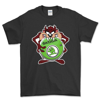 Skoda TAZ Unisex T-Shirt , Bomuld-Beklædning-Skoda-Sort-S-Forside-Garage Culture Shop- garage - man cave - merchandise