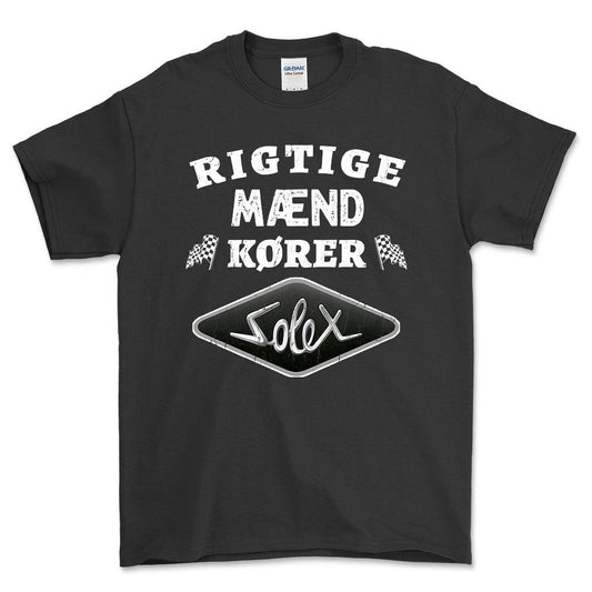 Solex Rigtige Mænd Kører - Unisex T-Shirt , Bomuld-Beklædning-Solex-Sort-S-Forside-Garage Culture Shop- garage - man cave - merchandise