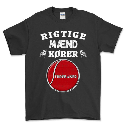 Studebaker Rigtige Mænd Kører - Unisex T-Shirt , Bomuld-Beklædning-Studebaker-Sort-S-Forside-Garage Culture Shop- garage - man cave - merchandise