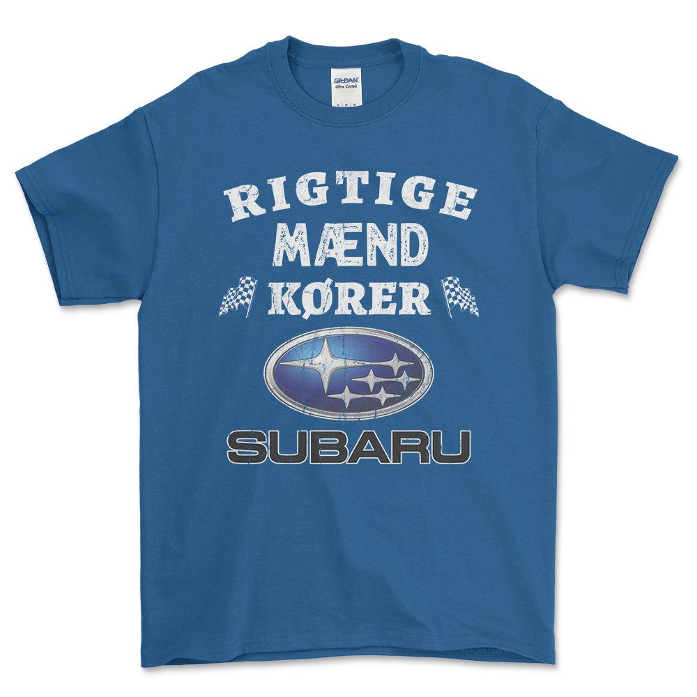 Subaru Rigtige Mænd Kører - Unisex T-Shirt , Bomuld-Beklædning-Subaru-Blå Royal-S-Forside-Garage Culture Shop- garage - man cave - merchandise