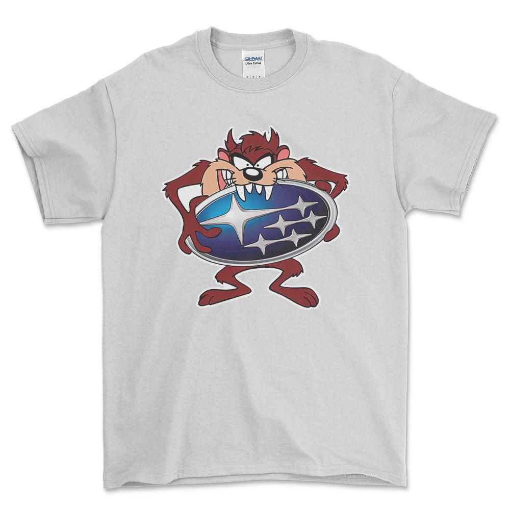 Subaru TAZ Unisex T-Shirt , Bomuld-Beklædning-Subaru-Hvid-S-Forside-Garage Culture Shop- garage - man cave - merchandise