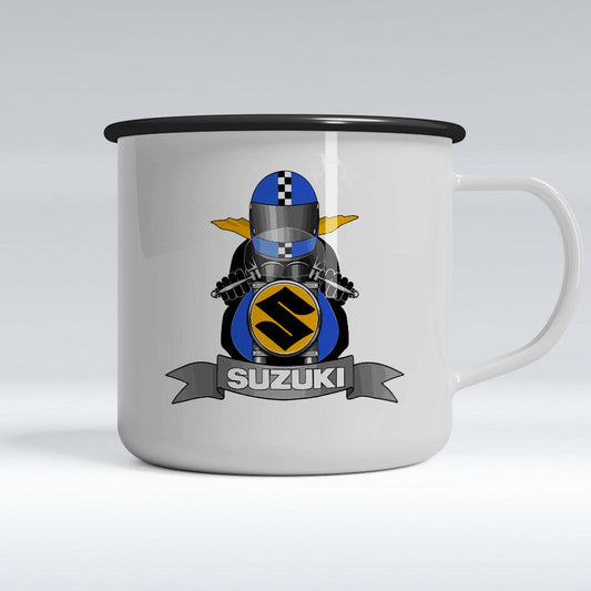 Suzuki Biker Emaljekrus-Krus-Suzuki-Garage Culture Shop- garage - man cave - merchandise