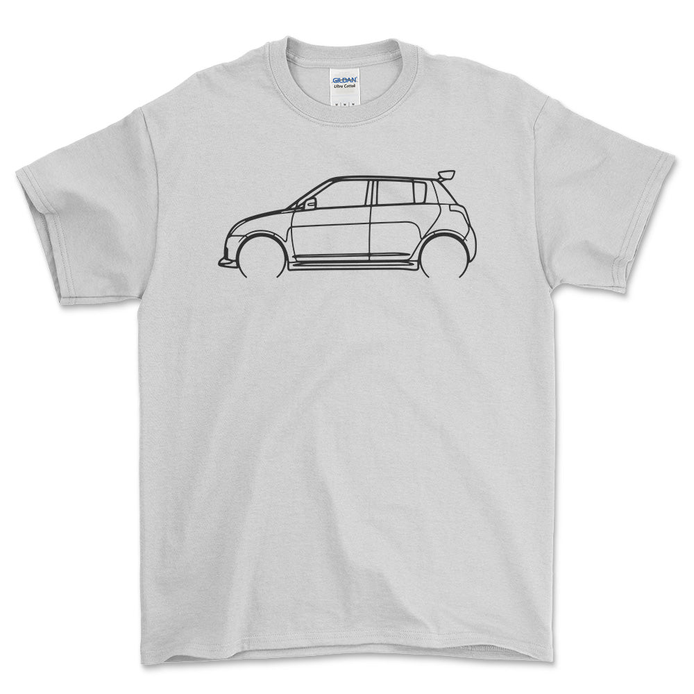 Suzuki Swift Outline - Unisex T-Shirt , Bomuld-Beklædning-Suzuki-Hvid-S-Forside-Garage Culture Shop- garage - man cave - merchandise