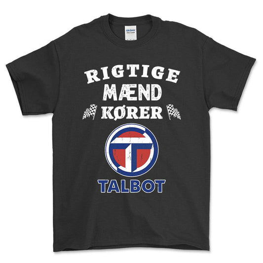 Talbot Rigtige Mænd Kører - Unisex T-Shirt , Bomuld-Beklædning-Talbot-Sort-S-Forside-Garage Culture Shop- garage - man cave - merchandise