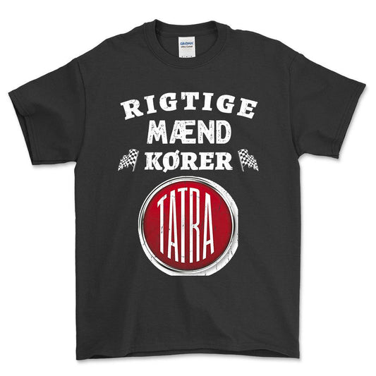 Tatra Rigtige Mænd Kører - Unisex T-Shirt , Bomuld-Beklædning-Tatra-Sort-S-Forside-Garage Culture Shop- garage - man cave - merchandise