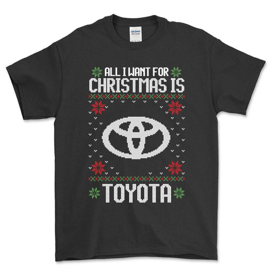 Toyota - All I Want For Christmas - Unisex T-Shirt , Bomuld-Beklædning-Toyota-Sort-S-Forside-Garage Culture Shop- garage - man cave - merchandise