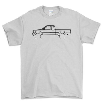 Toyota Hilux 1991 Outline - Unisex T-Shirt-Beklædning-Toyota-Hvid-S-Forside-Garage Culture Shop- garage - man cave - merchandise