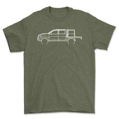 Toyota Hilux 2009 Outline - Unisex T-Shirt-Beklædning-Toyota-Grøn Militær-S-Forside-Garage Culture Shop- garage - man cave - merchandise