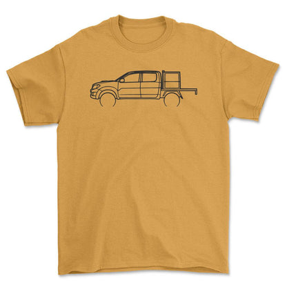 Toyota Hilux 2009 Outline - Unisex T-Shirt-Beklædning-Toyota-Guld-S-Forside-Garage Culture Shop- garage - man cave - merchandise