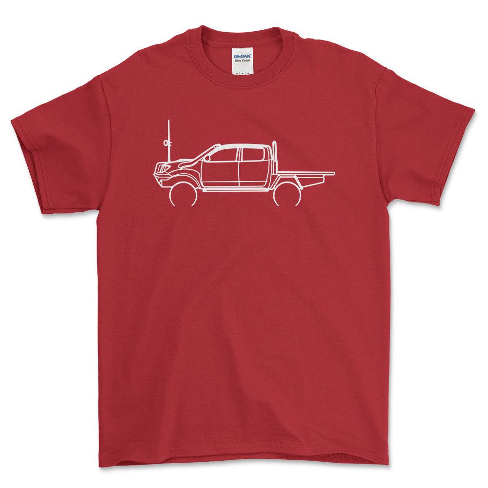 Toyota Hilux Outline - Unisex T-Shirt-Beklædning-Toyota-Rød-S-Forside-Garage Culture Shop- garage - man cave - merchandise