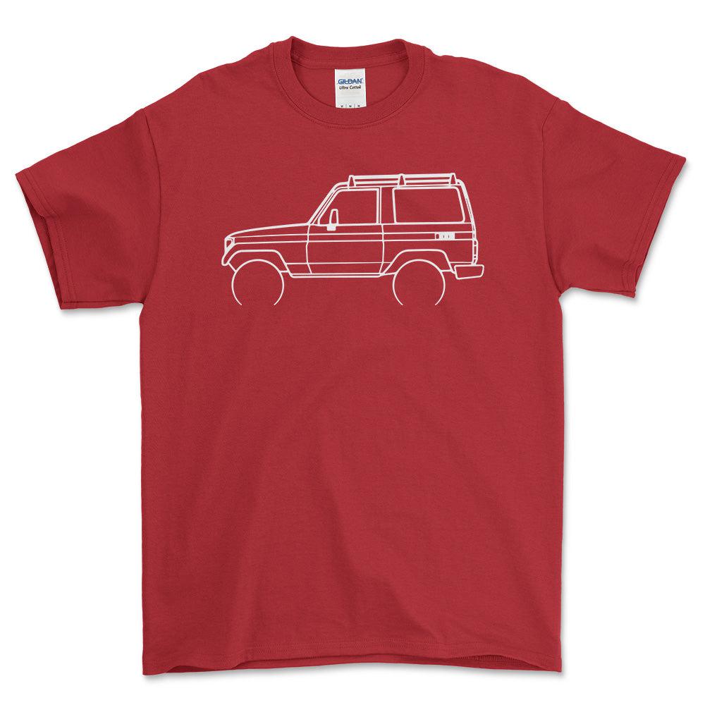 Toyota LJ70 1984 Outline - Unisex T-Shirt-Beklædning-Toyota-Rød-S-Forside-Garage Culture Shop- garage - man cave - merchandise