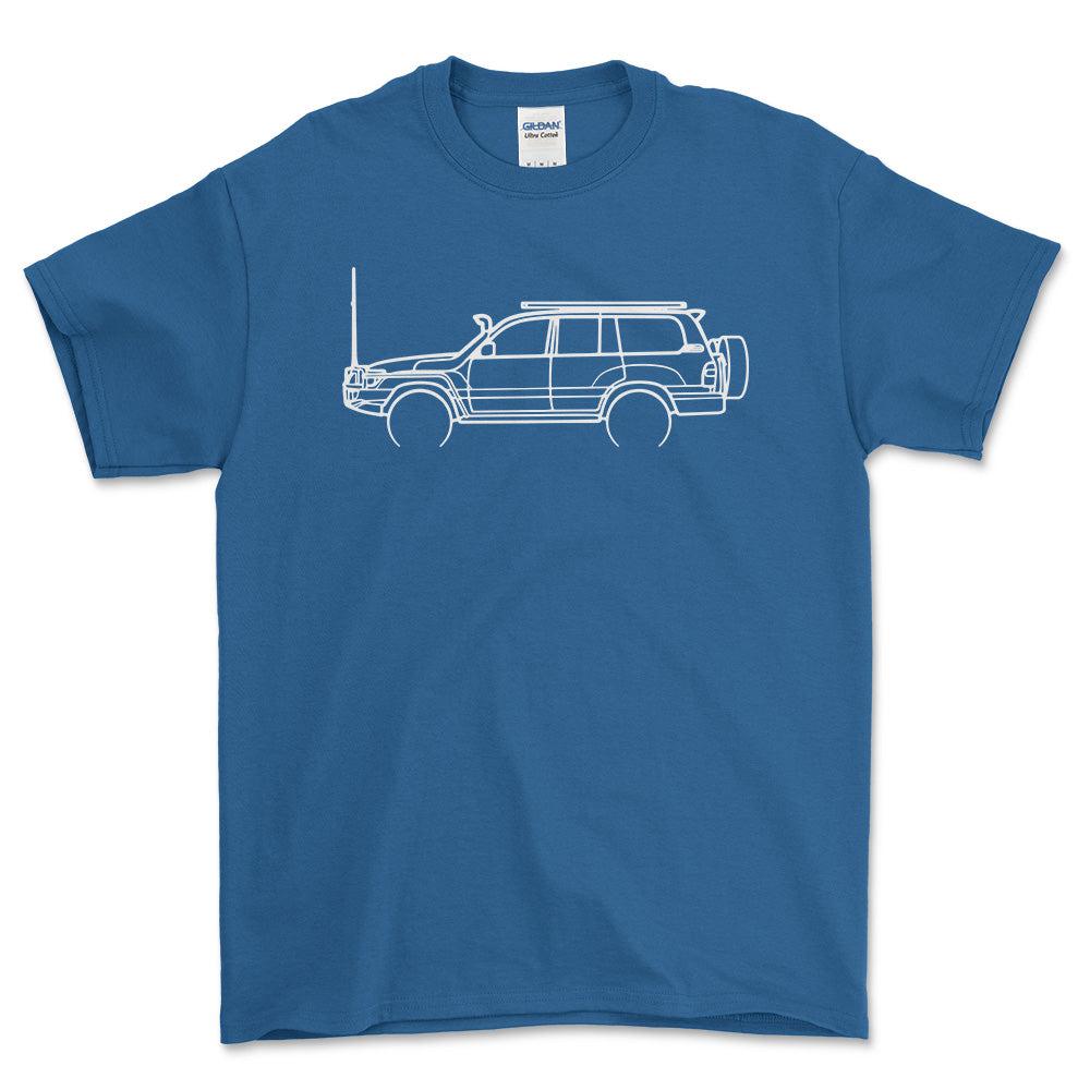 Toyota Landcruiser 100 Series 2007 Outline - Unisex T-Shirt-Beklædning-Toyota-Blå Royal-S-Forside-Garage Culture Shop- garage - man cave - merchandise