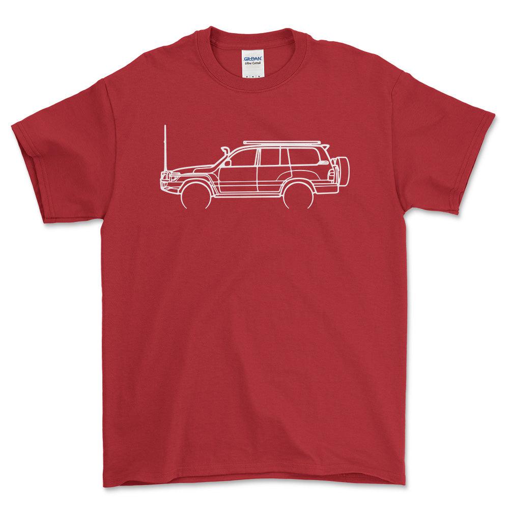 Toyota Landcruiser 100 Series 2007 Outline - Unisex T-Shirt-Beklædning-Toyota-Rød-S-Forside-Garage Culture Shop- garage - man cave - merchandise