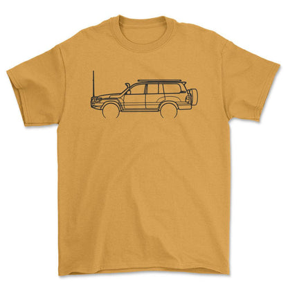 Toyota Landcruiser 100 Series 2007 Outline - Unisex T-Shirt-Beklædning-Toyota-Guld-S-Forside-Garage Culture Shop- garage - man cave - merchandise