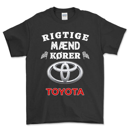 Toyota Rigtige Mænd Kører - Unisex T-Shirt , Bomuld-Beklædning-Toyota-Sort-S-Forside-Garage Culture Shop- garage - man cave - merchandise