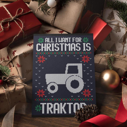 Traktor Juleskilte All I Want For Christmas Is Skilte, Musemåtte, Dørmåtte-Skilte-Traktor-Garage Culture Shop- garage - man cave - merchandise