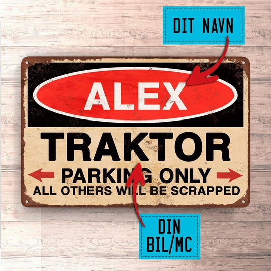 Traktor - Personlig Til Dig - Parking Only - Skilte, Musemåtte, Dørmåtte-Skilte-Traktor-Garage Culture Shop- garage - man cave - merchandise