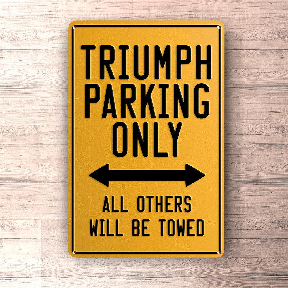 Triumph Parking Only Skilte, Musemåtte, Dækkeserviet, Dørmåtte-Parking skilte-Triumph-Garage Culture Shop- garage - man cave - merchandise