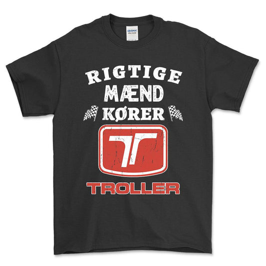 Troller Rigtige Mænd Kører - Unisex T-Shirt , Bomuld-Beklædning-Troller-Sort-S-Forside-Garage Culture Shop- garage - man cave - merchandise