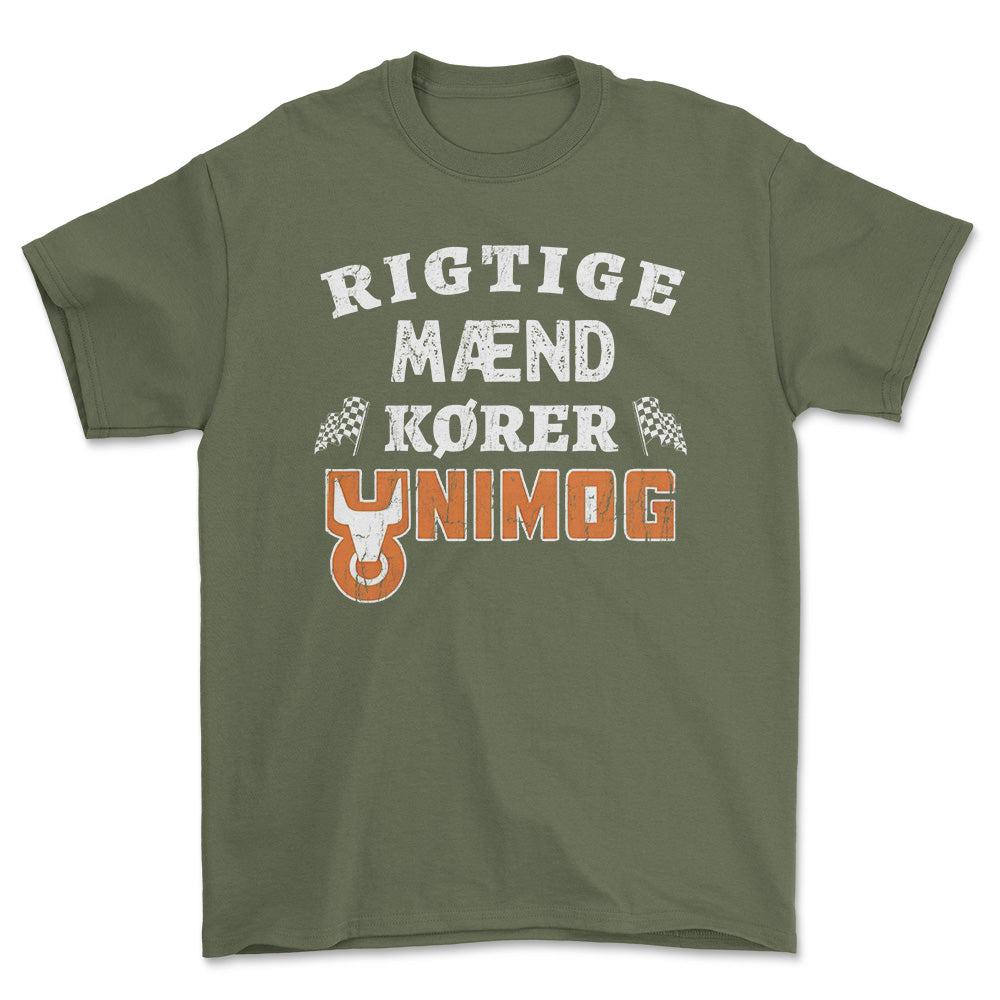 Unimog Rigtige Mænd Kører - Unisex T-Shirt , Bomuld-Beklædning-Unimog-Grøn Militær-S-Forside-Garage Culture Shop- garage - man cave - merchandise