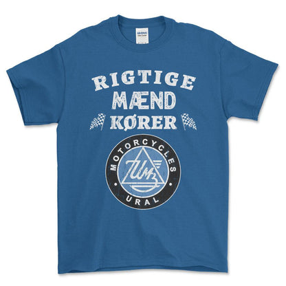 Ural Rigtige Mænd Kører - Unisex T-Shirt , Bomuld-Beklædning-Ural-Blå Royal-S-Forside-Garage Culture Shop- garage - man cave - merchandise