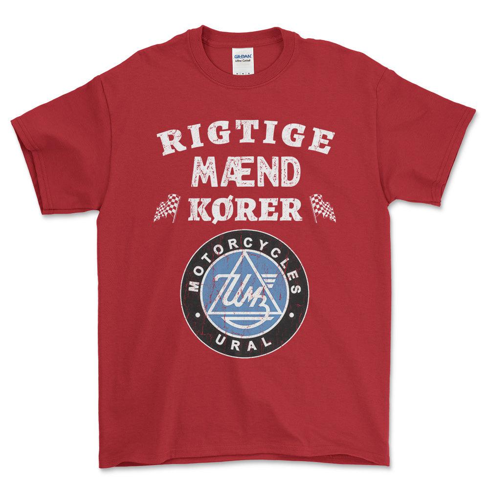 Ural Rigtige Mænd Kører - Unisex T-Shirt , Bomuld-Beklædning-Ural-Rød-S-Forside-Garage Culture Shop- garage - man cave - merchandise