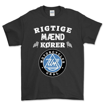 Ural Rigtige Mænd Kører - Unisex T-Shirt , Bomuld-Beklædning-Ural-Sort-S-Forside-Garage Culture Shop- garage - man cave - merchandise