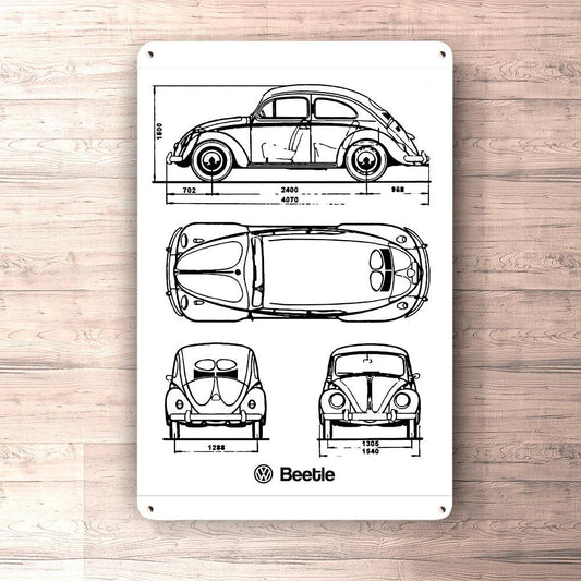 VW Beetle Blueprint Skilte, Musemåtte, Dørmåtte-Blueprint-VW-Garage Culture Shop- garage - man cave - merchandise