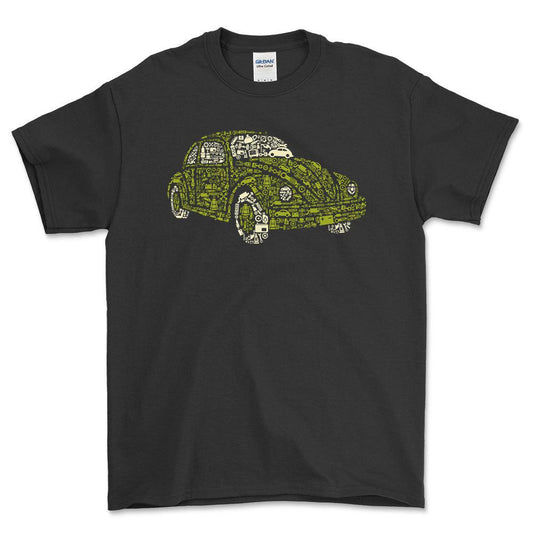 VW Beetle Unisex T-Shirt , Bomuld-Beklædning-VW-Sort-S-Forside-Garage Culture Shop- garage - man cave - merchandise