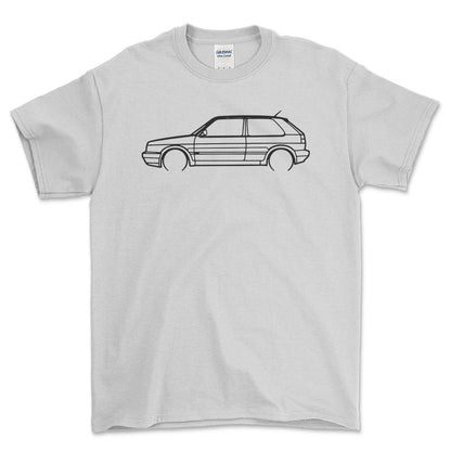 VW Golf 2 GTI Outline - Unisex T-Shirt-Beklædning-VW-Hvid-S-Forside-Garage Culture Shop- garage - man cave - merchandise