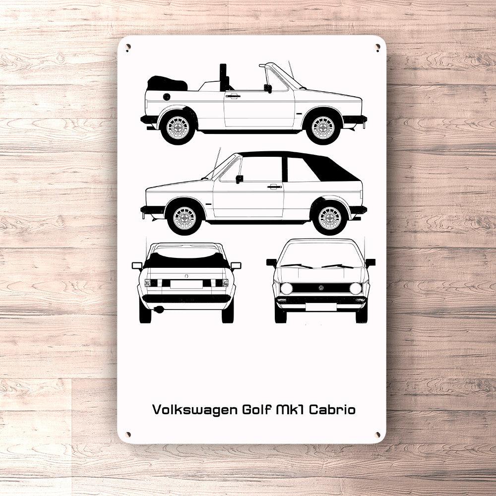 VW Golf Mk1 Cabrio Blueprint Skilte, Musemåtte, Dørmåtte-Blueprint-VW-Garage Culture Shop- garage - man cave - merchandise