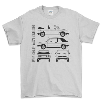 VW Golf Mk1 Cabrio Unisex T-Shirt , Bomuld-Beklædning-VW-Hvid-S-Forside-Garage Culture Shop- garage - man cave - merchandise