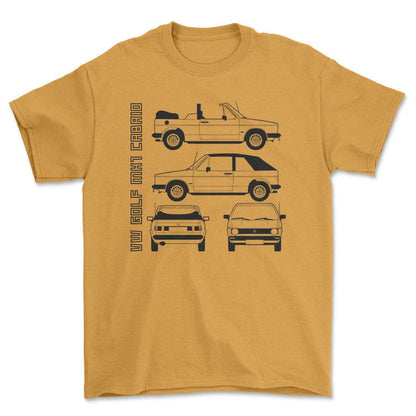 VW Golf Mk1 Cabrio Unisex T-Shirt , Bomuld-Beklædning-VW-Guld-S-Forside-Garage Culture Shop- garage - man cave - merchandise