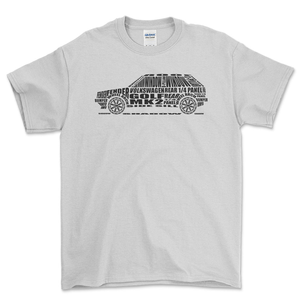 VW Golf Mk2 Unisex T-Shirt , Bomuld-Beklædning-VW-Hvid-S-Forside-Garage Culture Shop- garage - man cave - merchandise