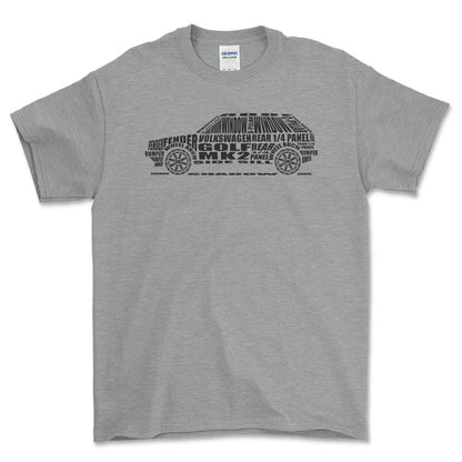 VW Golf Mk2 Unisex T-Shirt , Bomuld-Beklædning-VW-Grå Sport-S-Forside-Garage Culture Shop- garage - man cave - merchandise