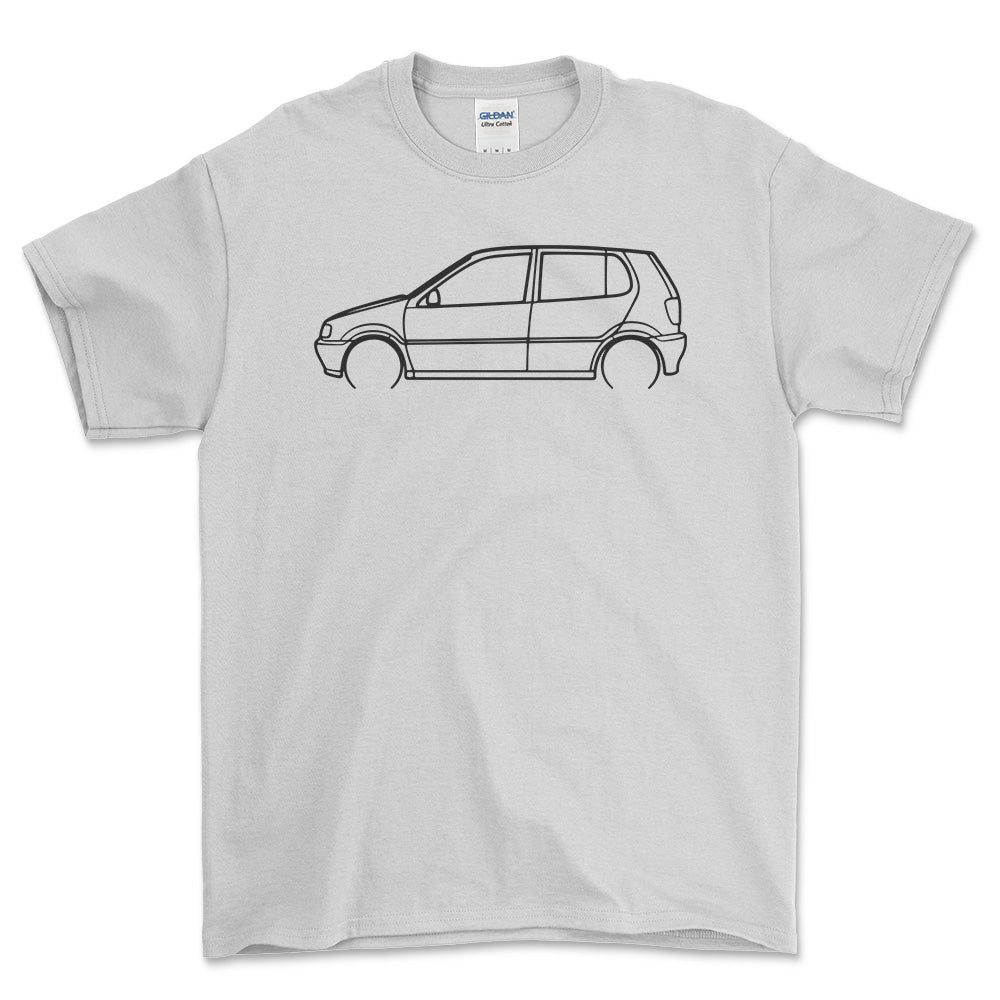 VW Polo 3 1996 Outline - Unisex T-Shirt-Beklædning-VW-Hvid-S-Forside-Garage Culture Shop- garage - man cave - merchandise