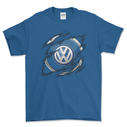 VW Ripped Unisex T-Shirt , Bomuld-Beklædning-VW-Blå Royal-S-Forside-Garage Culture Shop- garage - man cave - merchandise