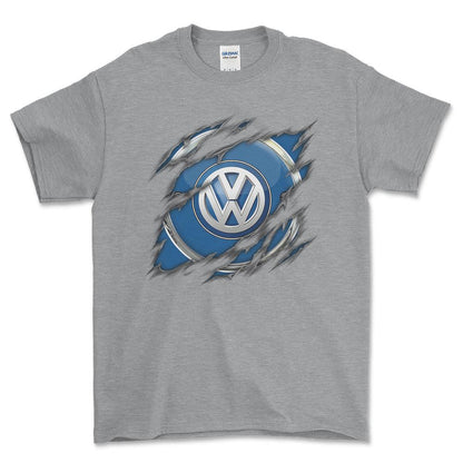 VW Ripped Unisex T-Shirt , Bomuld-Beklædning-VW-Grå Sport-S-Forside-Garage Culture Shop- garage - man cave - merchandise